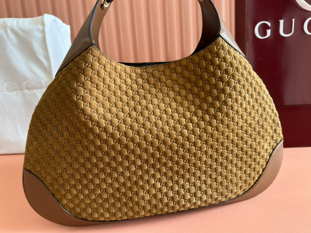 MEDIUM B SHOULDER BAG 42 IN BROWN GG SUEDE