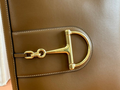 73 MEDIUM BUCKET BAG 27.5 IN BROWN SMOOTH CALFSKIN