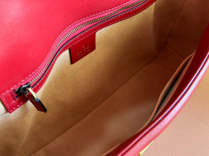 MARMONT SHOULDER BAG 31 IN RED CALFSKIN GOLD CHAIN