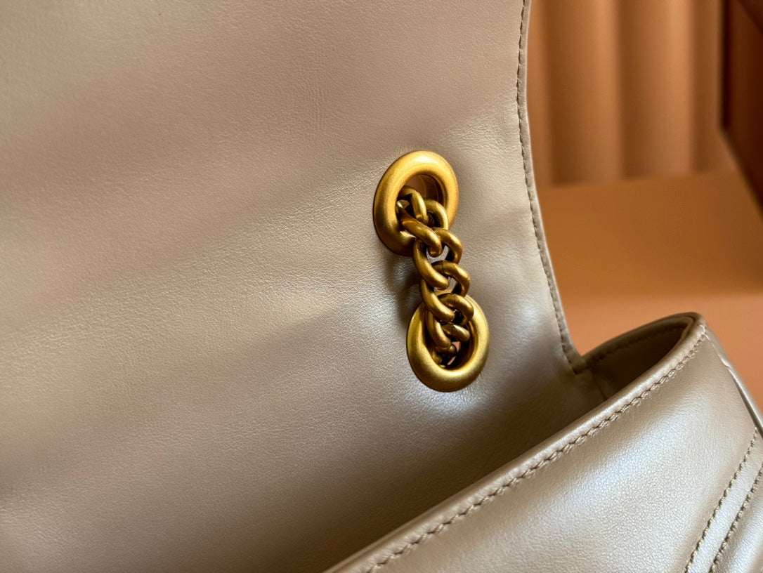 MARMONT SHOULDER BAG 31 IN BEIGE CALFSKIN GOLD CHAIN
