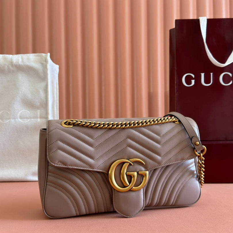 MARMONT SHOULDER BAG 31 IN BEIGE CALFSKIN GOLD CHAIN