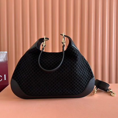 MEDIUM B SHOULDER BAG 42 IN BLACK GG SUEDE