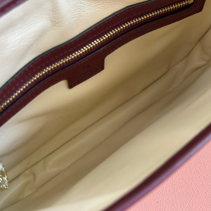 JACKIE SMALL SHOULDER BAG 27 IN BURGUNDY RED CALFSKIN GOLD HARDWARE