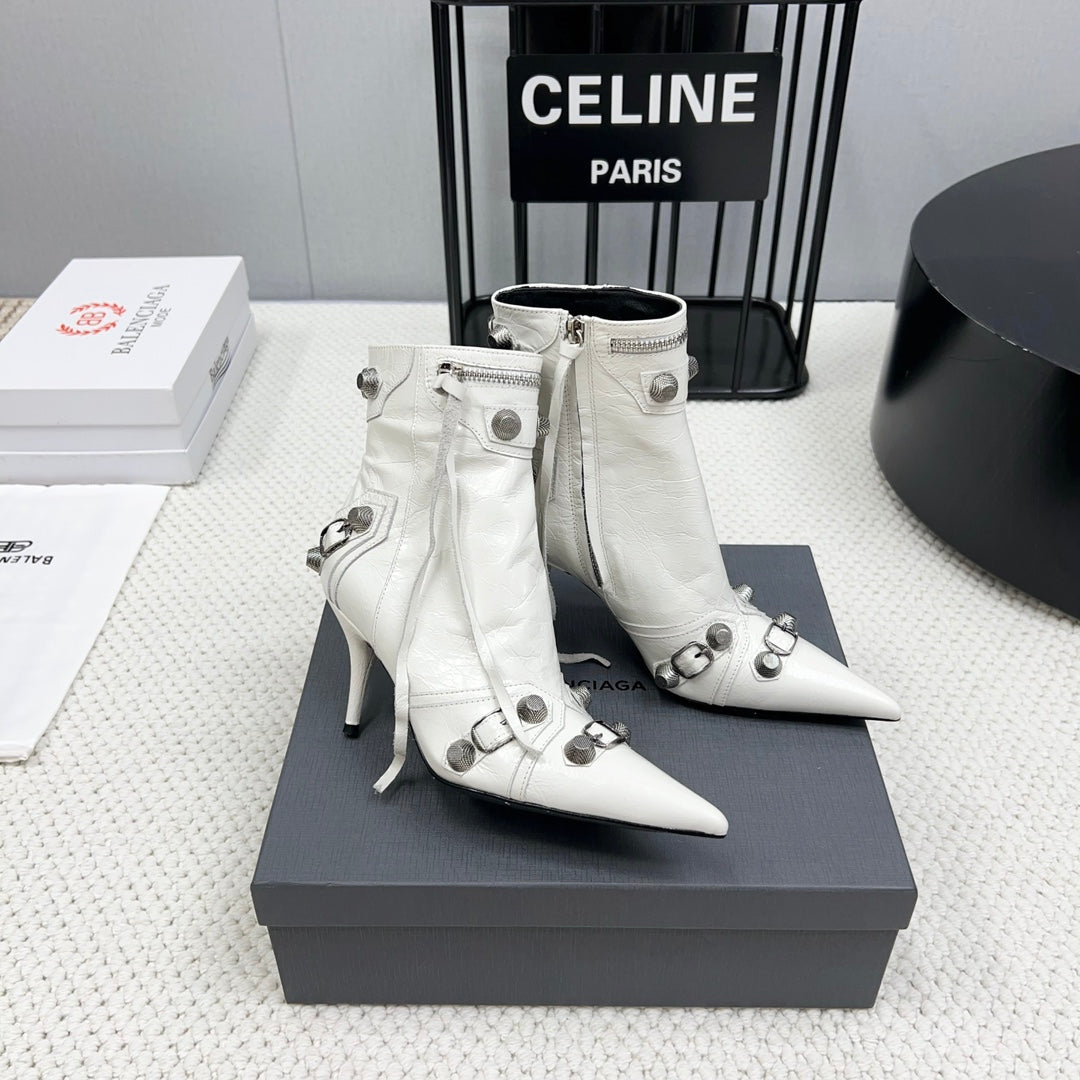 CAGOLE HIGH BOOTS IN WHITE LAMBSKIN