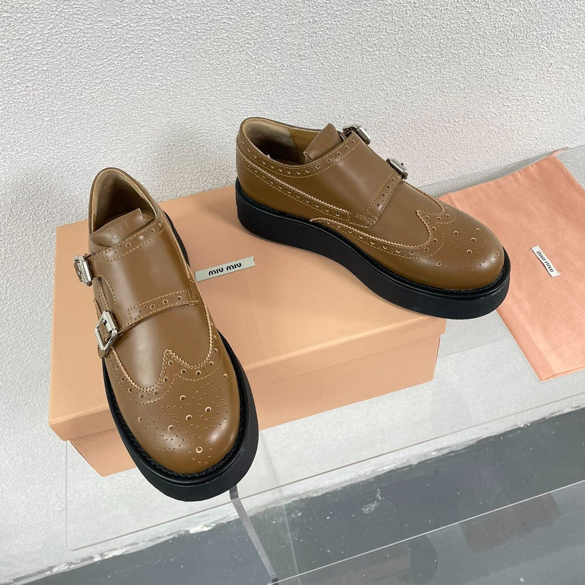 Baroque Thick-Soled Oxford Shoes Cider Calfskin