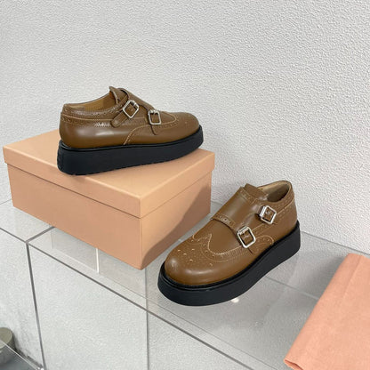 Baroque Thick-Soled Oxford Shoes Cider Calfskin