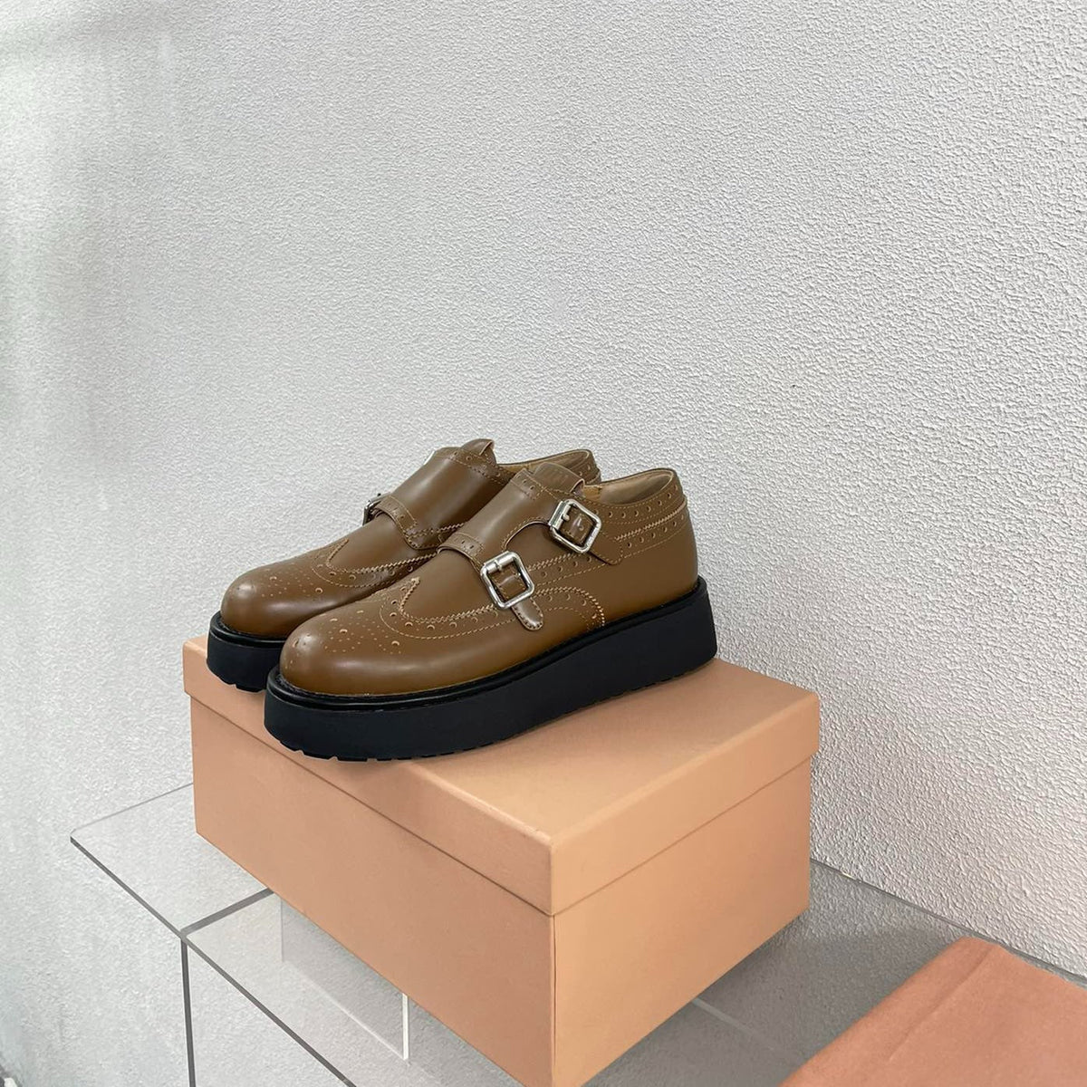 Baroque Thick-Soled Oxford Shoes Cider Calfskin