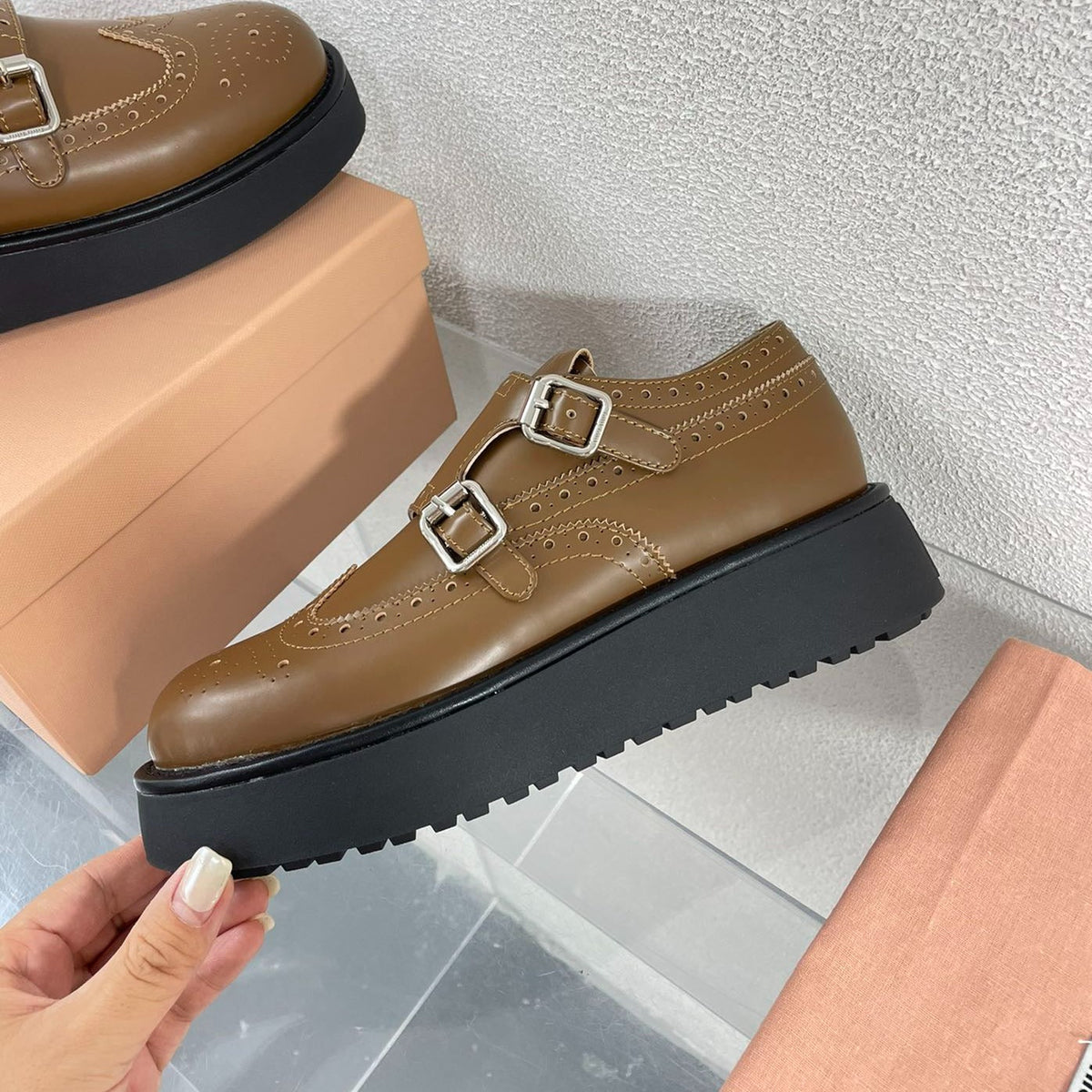 Baroque Thick-Soled Oxford Shoes Cider Calfskin