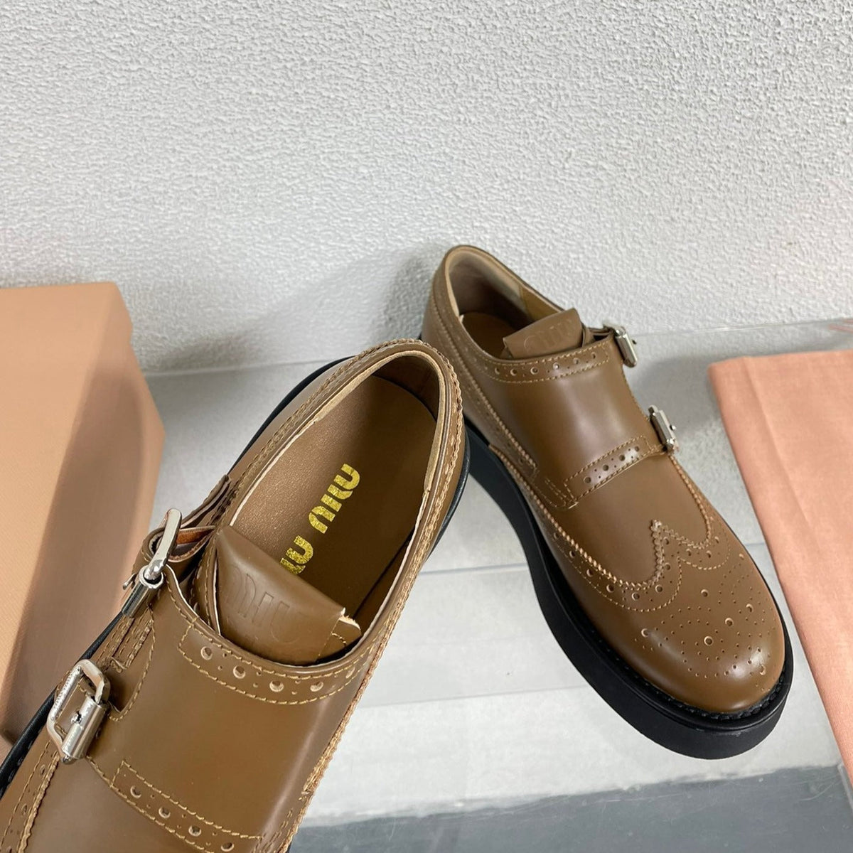 Baroque Thick-Soled Oxford Shoes Cider Calfskin