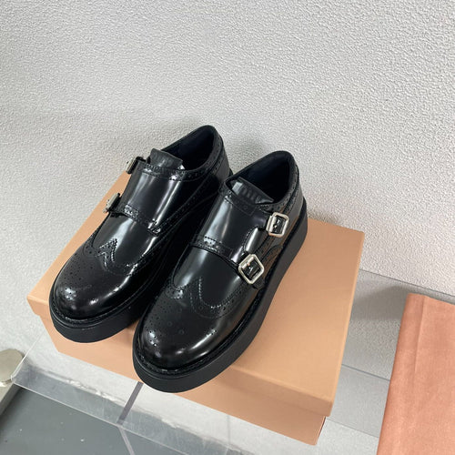 Baroque Thick-Soled Oxford Shoes Black Calfskin