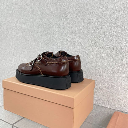 Baroque Thick-Soled Oxford Shoes Walnut Calfskin