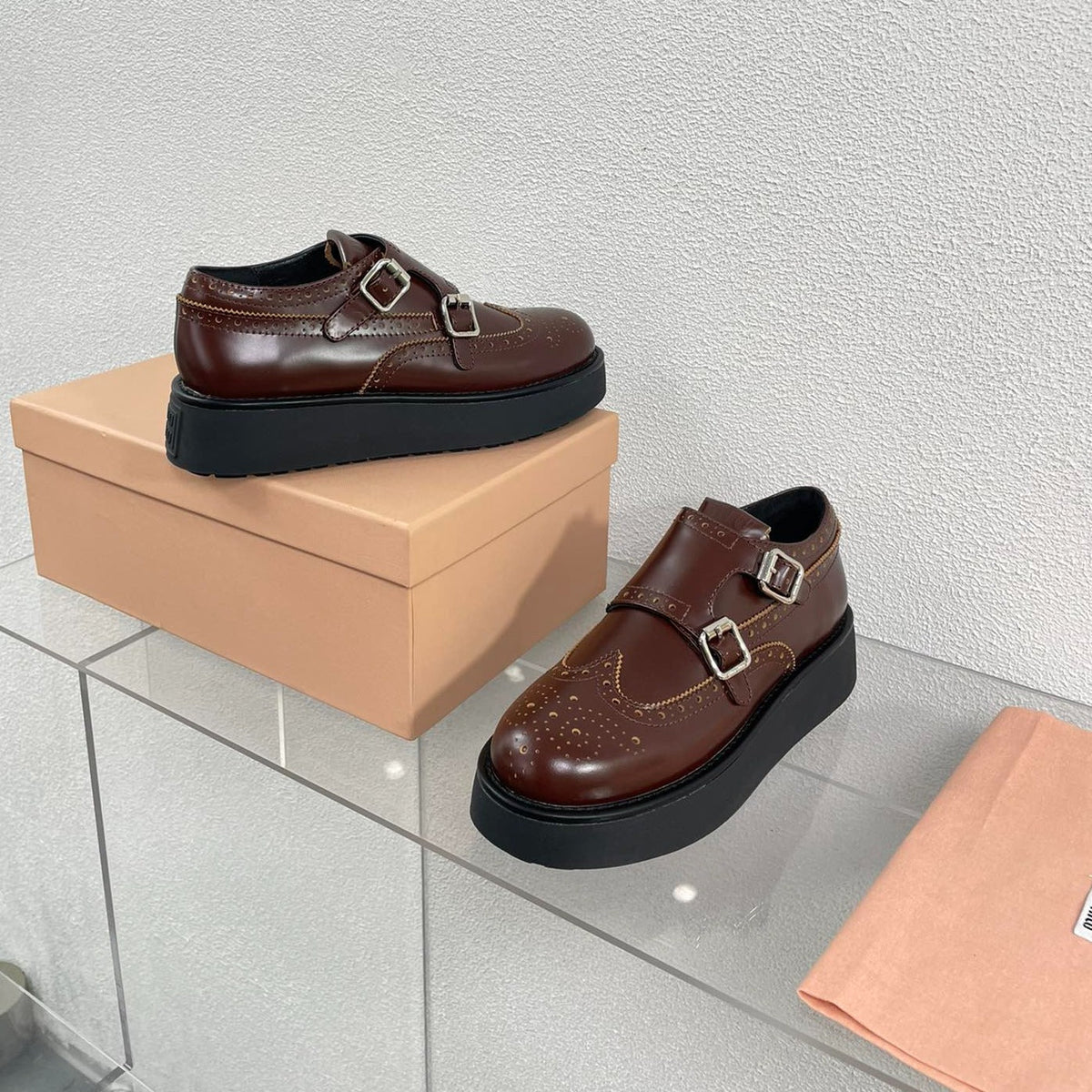 Baroque Thick-Soled Oxford Shoes Walnut Calfskin