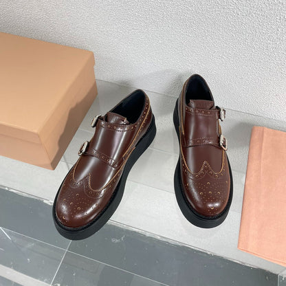 Baroque Thick-Soled Oxford Shoes Walnut Calfskin
