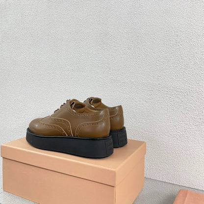 Baroque Thick-Soled Oxford Shoes With Laces Cider Calfskin