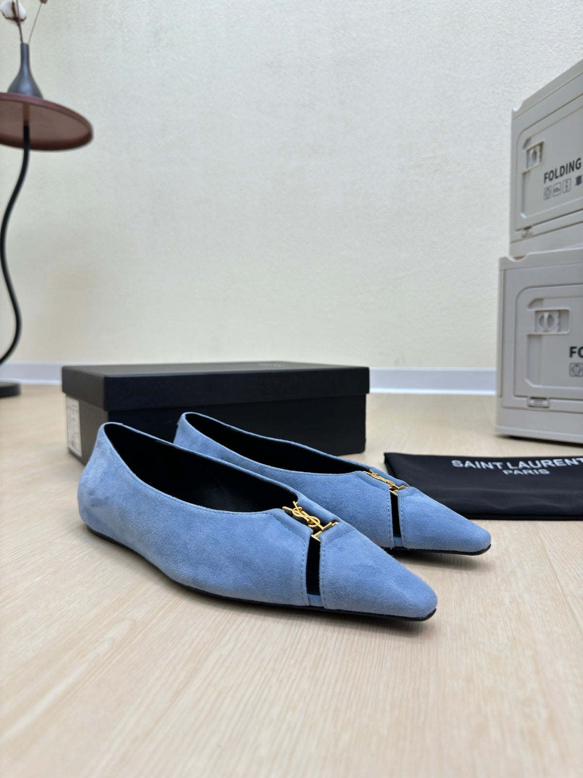 BABYLONE BALLET FLAT IN SKY BLUE SUEDE