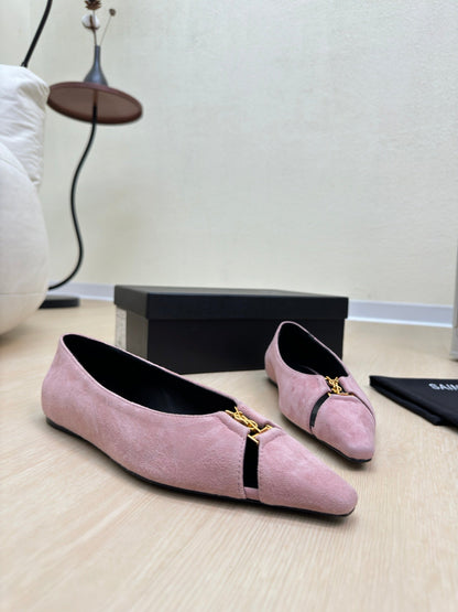 BABYLONE BALLET FLAT IN LIGHT PINK SUEDE