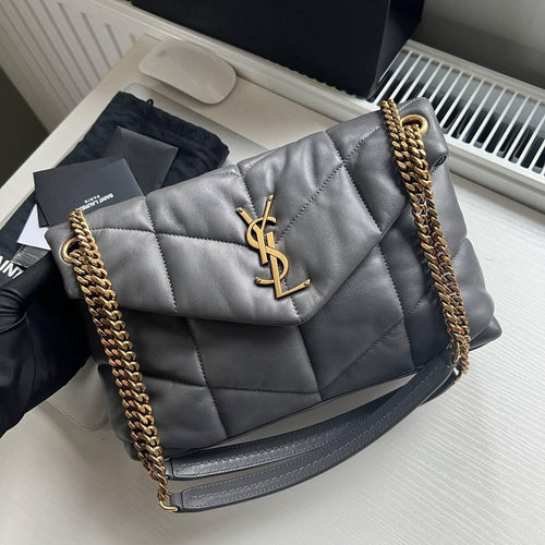 YSL Small Loulou Puffer shoulder bag in grey