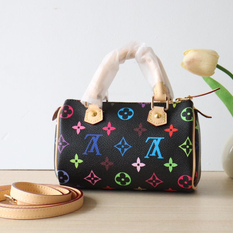 EAST WEST 15 BAG IN BLACK MIX COLORFUL CALFSKIN
