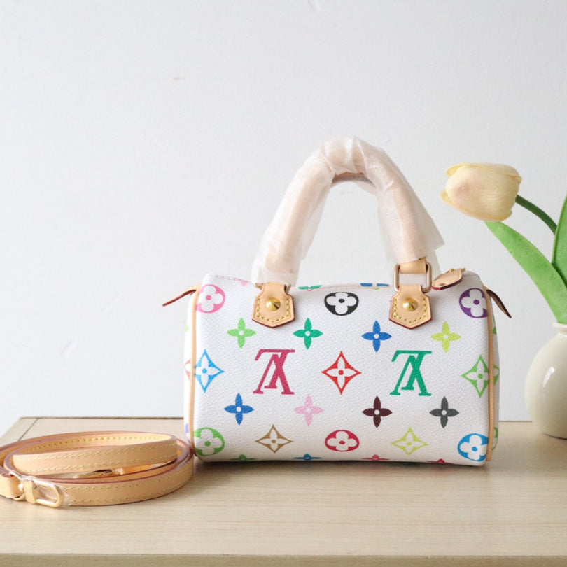 EAST WEST 15 BAG IN WHITE MIX COLORFUL CALFSKIN