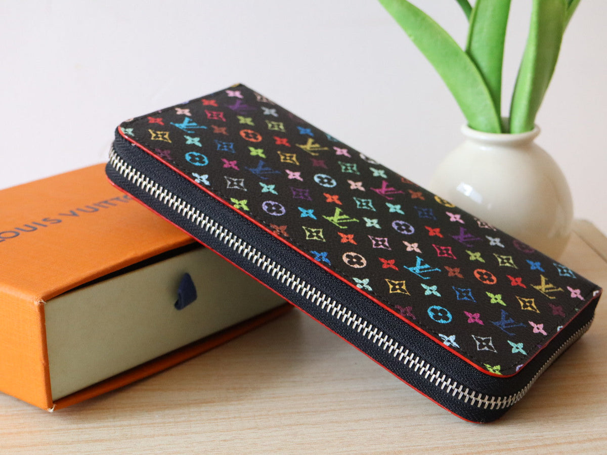 ZIPPY WALLET 19 IN BLACK MIX COLORFUL CALFSKIN
