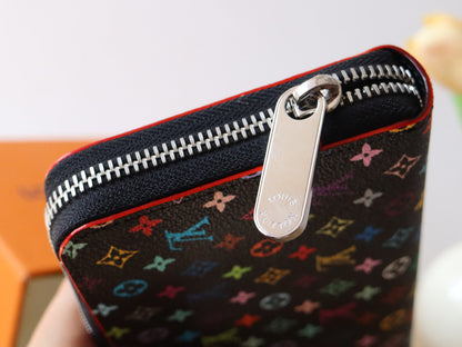 ZIPPY WALLET 19 IN BLACK MIX COLORFUL CALFSKIN