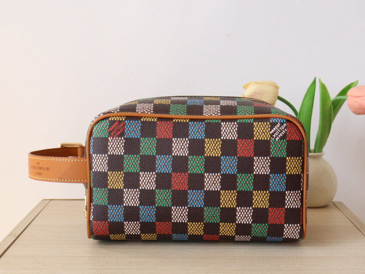 DOPP KIT LOCKER BAG 23 IN COLORFUL DAMIER CALFSKIN