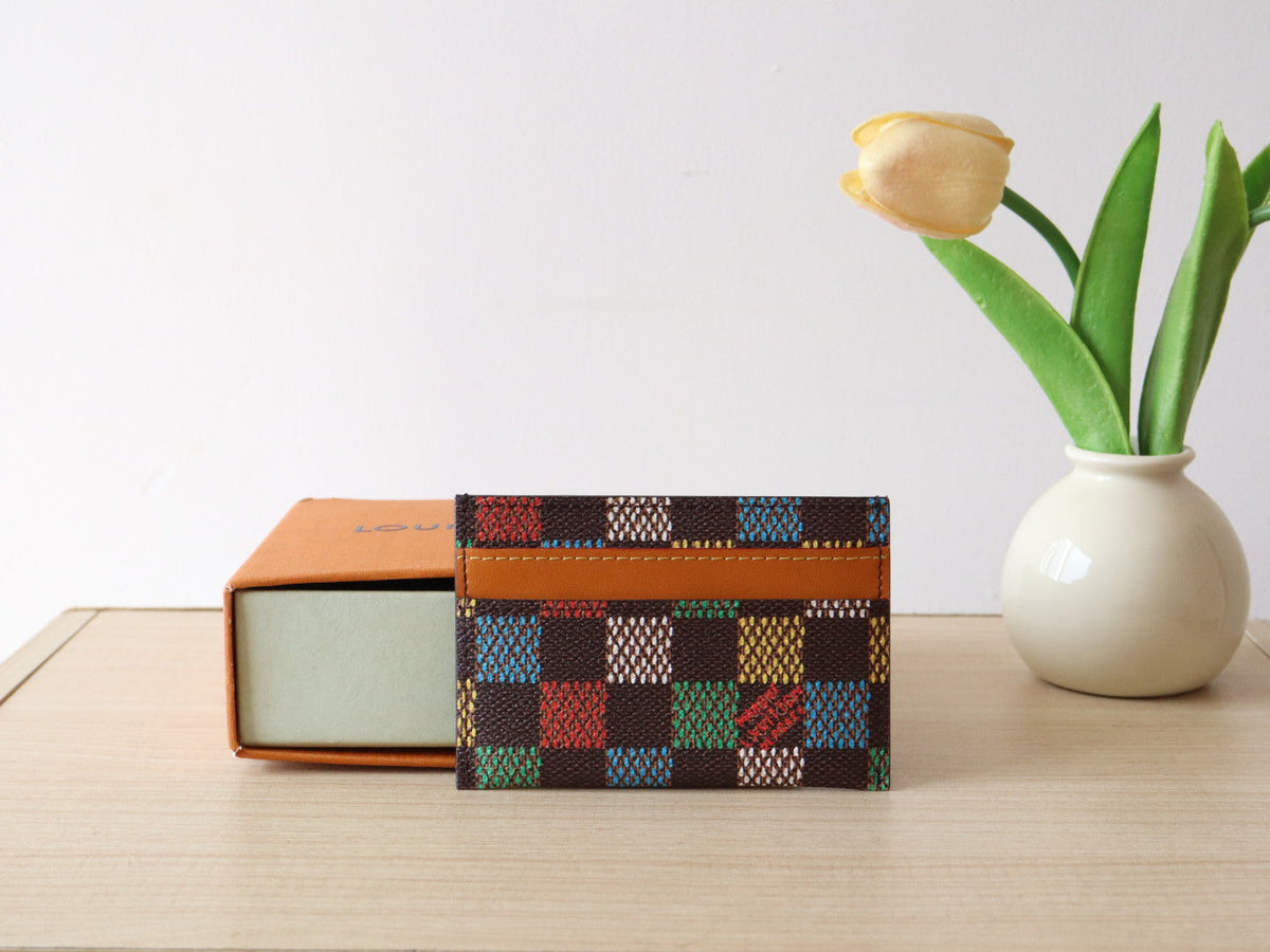 POCKET ORGANIZER CARD HOLDER 11 IN COLORFUL DAMIER EBENE CANVAS
