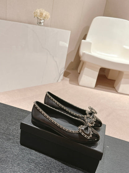 BOWKNOT BALLET FLAT IN BLACK SHEEPSKIN