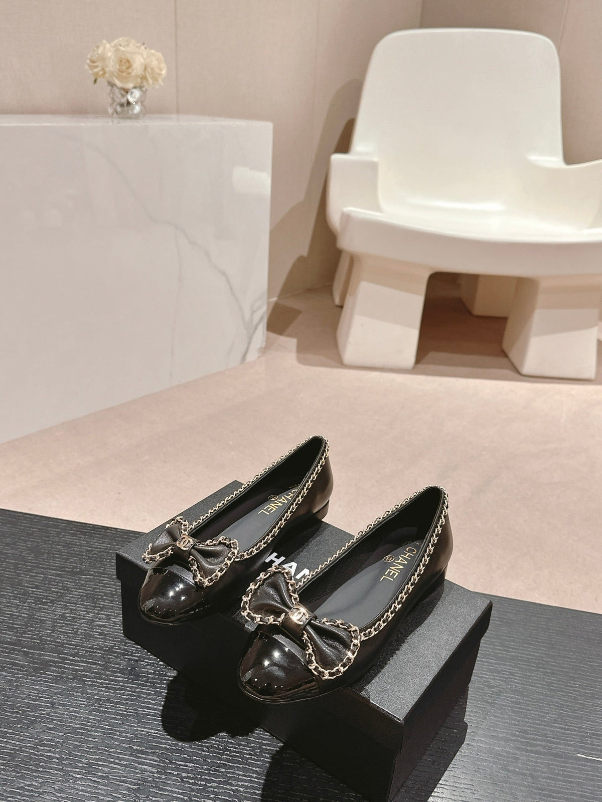 BOWKNOT BALLET FLAT IN BLACK SHEEPSKIN
