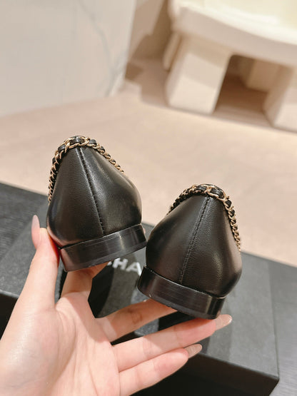 BOWKNOT BALLET FLAT IN BLACK SHEEPSKIN
