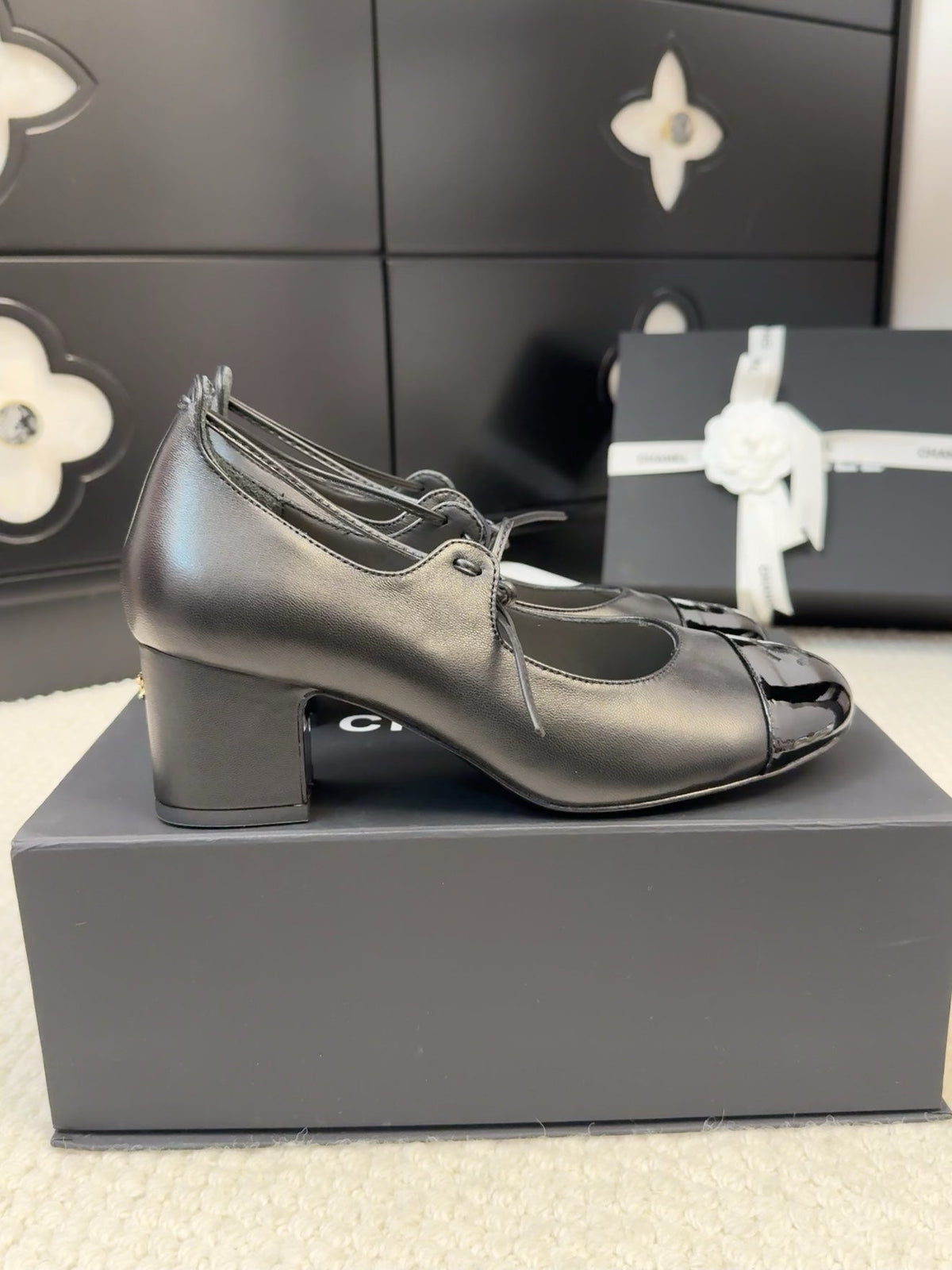 MARY JANE PUMPS 55 MM IN BLACK LAMBSKIN