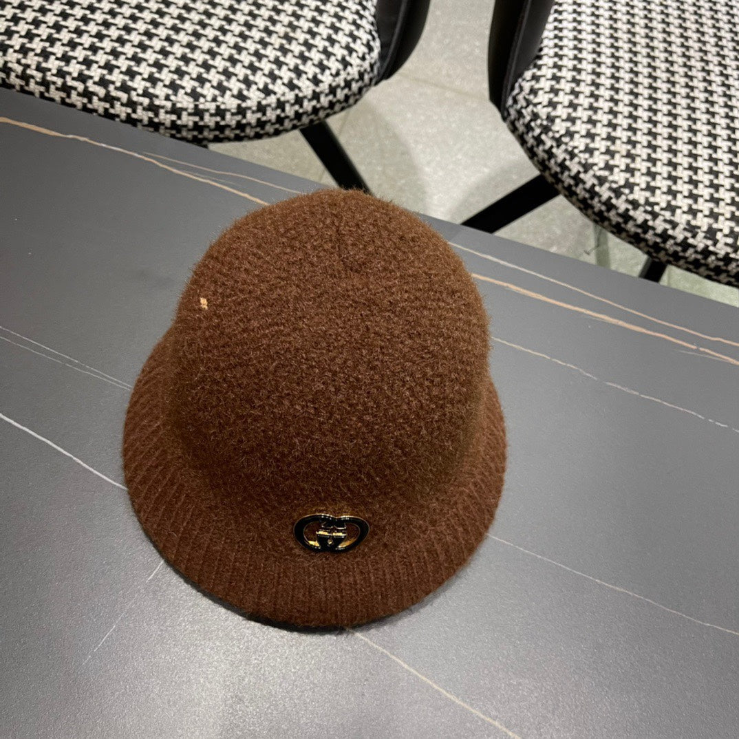 BUCKET HAT IN SYRUP BROWN WOOL PLUSH 399232