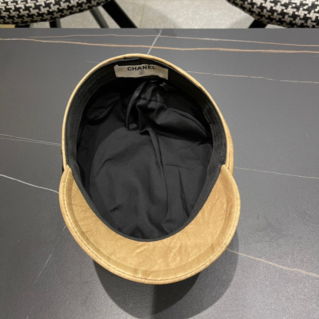 BAKER BOY CAP IN PEANUT BROWN CALFSKIN 420948
