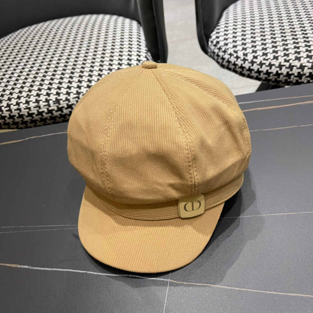 BAKER BOY HAT IN BEIGE YELLOW COTTON 429848