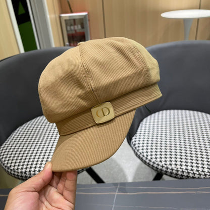BAKER BOY HAT IN BEIGE YELLOW COTTON 429848