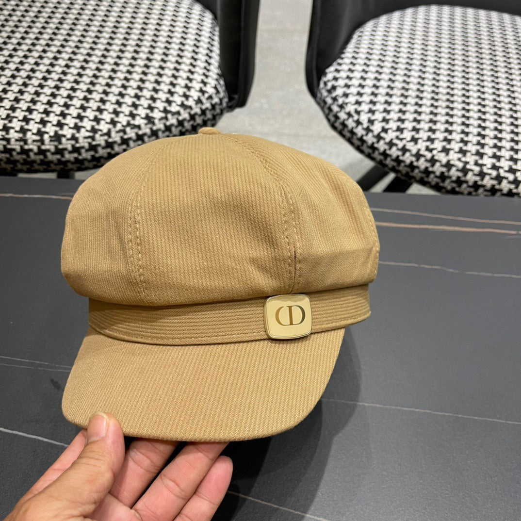 BAKER BOY HAT IN BEIGE YELLOW COTTON 429848