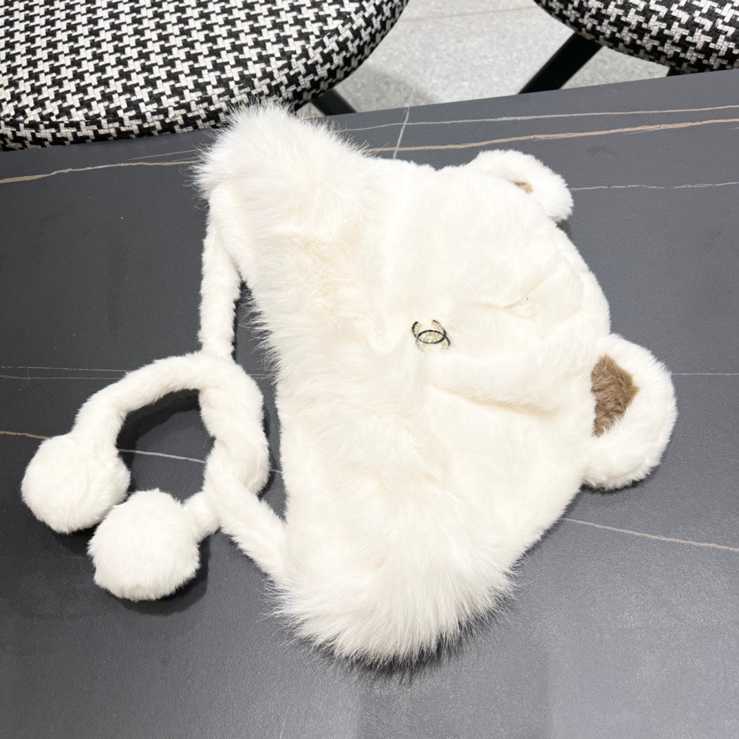 BEANIE HAT IN WHITE FLEECE AND WOOL 433166