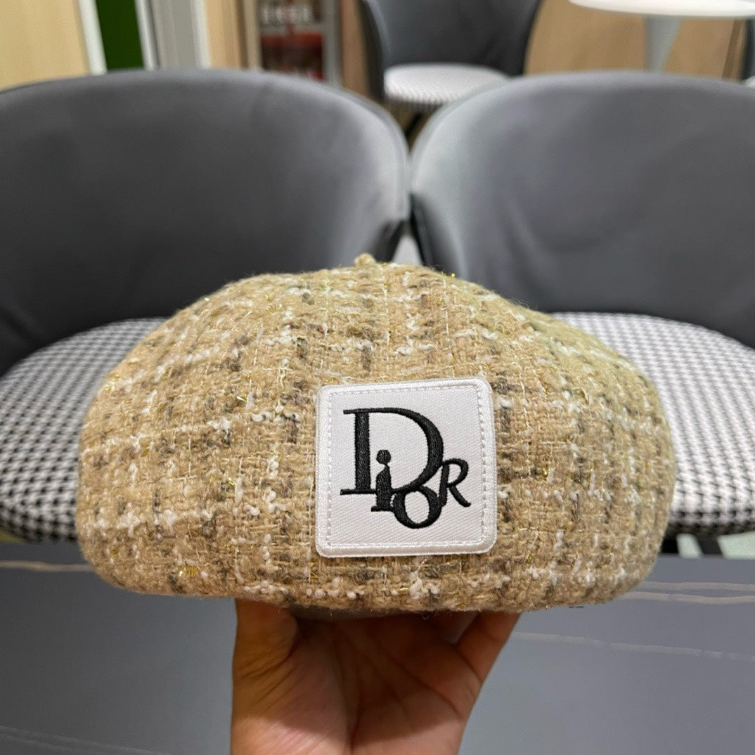 BERET HAT IN PEACH BEIGE TWEED 434679