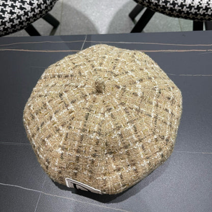 BERET HAT IN PEACH BEIGE TWEED 434679