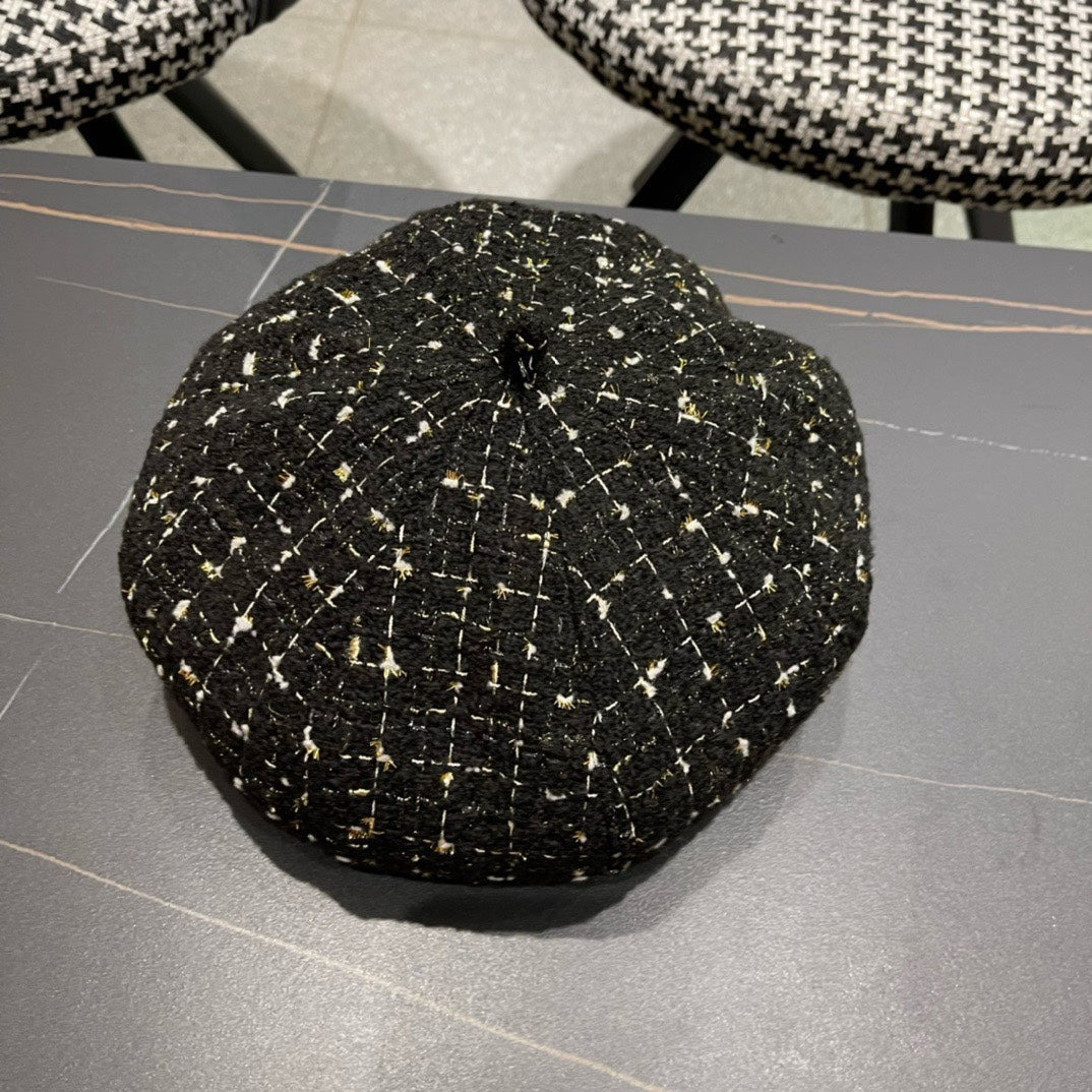 BERET HAT IN BLACK TWEED 434680