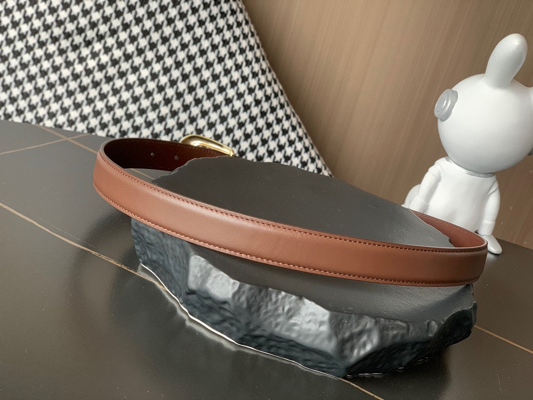 BELT 25MM MEDIUM WESTERN IN DARK BROWN CALFSKIN GOLD BUCKLE