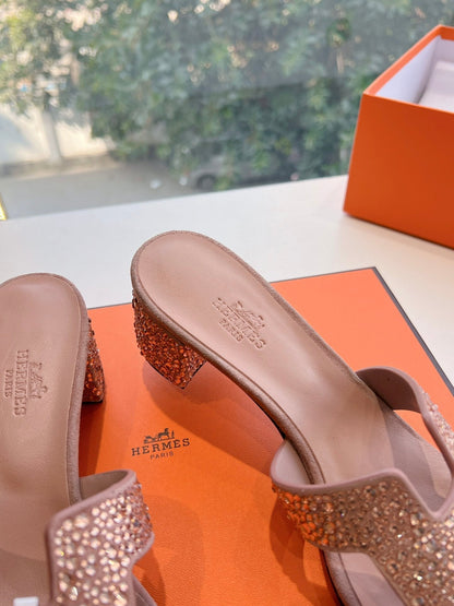 0ASIS SANDAL IN BLUSH PINK SUEDE WITH CRYSTALS