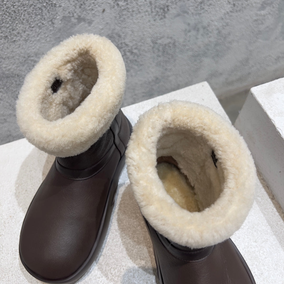 ANKLE BOOTS IN CHOCOLATE BROWN LAMBSKIN WITH SHEARLING LINING