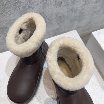 ANKLE BOOTS IN CHOCOLATE BROWN LAMBSKIN WITH SHEARLING LINING
