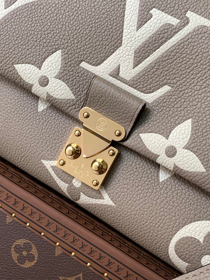 LV MADELEINE 30 IN BEIGE MONOGRAM CALFSKIN EMBOSSED LOGO
