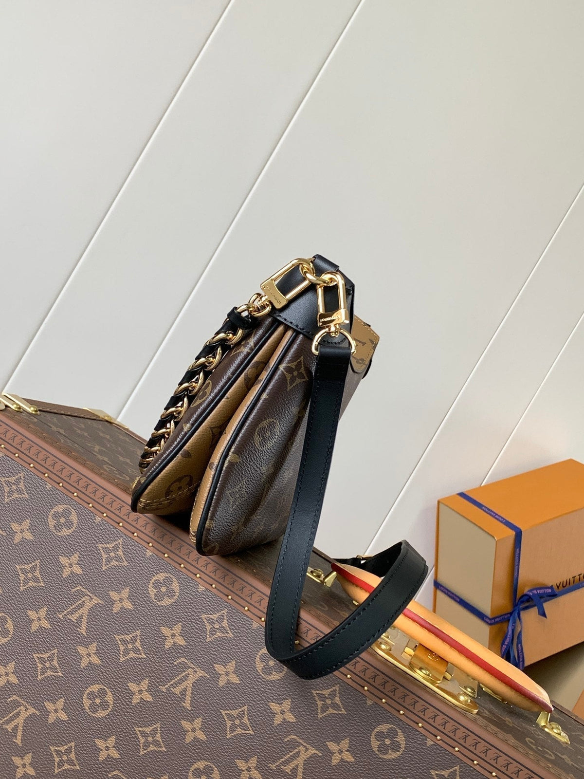 TWINNY BAG 29 IN BROWN MONOGRAM CANVAS AND CALFSKIN
