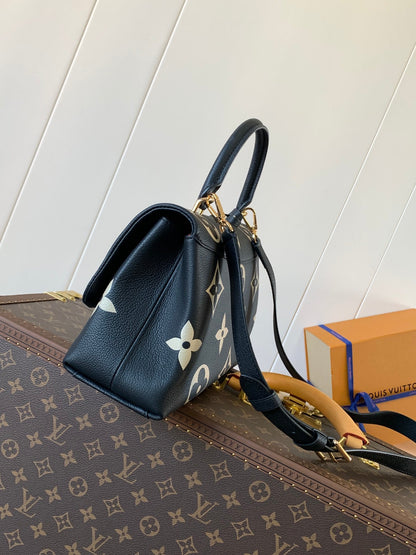 LV MADELEINE 30 IN BLACK MIX WHITE MONOGRAM CALFSKIN EMBOSSED LOGO
