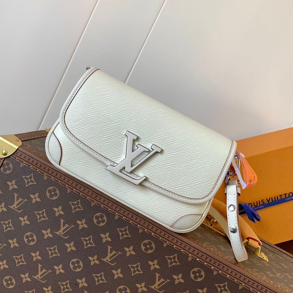 BUCI BAG 24 IN QUARTZ WHITE EPI GRAIN COWHIDE
