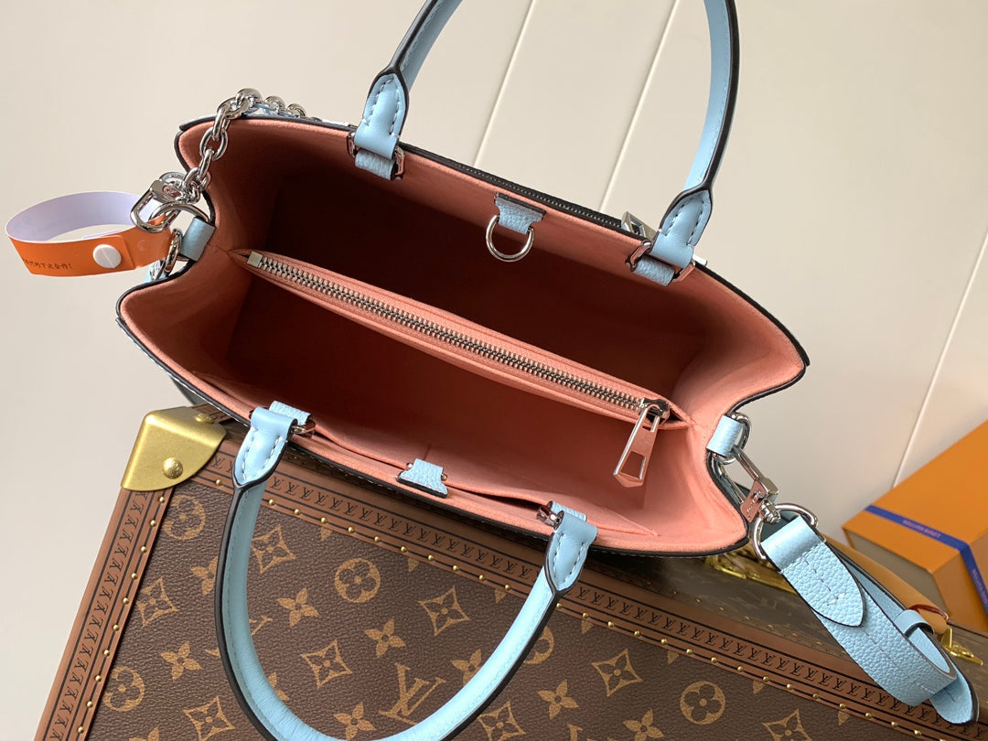 MARELLE TOTE BB BAG 30 IN BLEU NUAGE BLUE EPI GRAIN COWHIDE LEATHER
