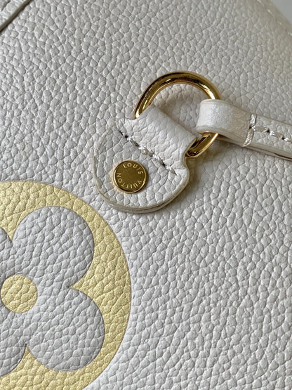 LV NEVERFULL MM TOTE BAG 32 IN WHITE MIX ORANGE CALFSKIN